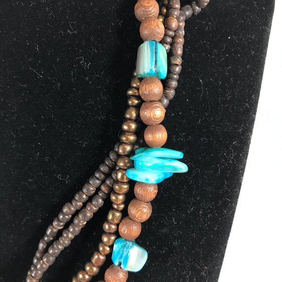 Tribal Inspired Multi strand beads Hammered Metal - Picture 3 of 10